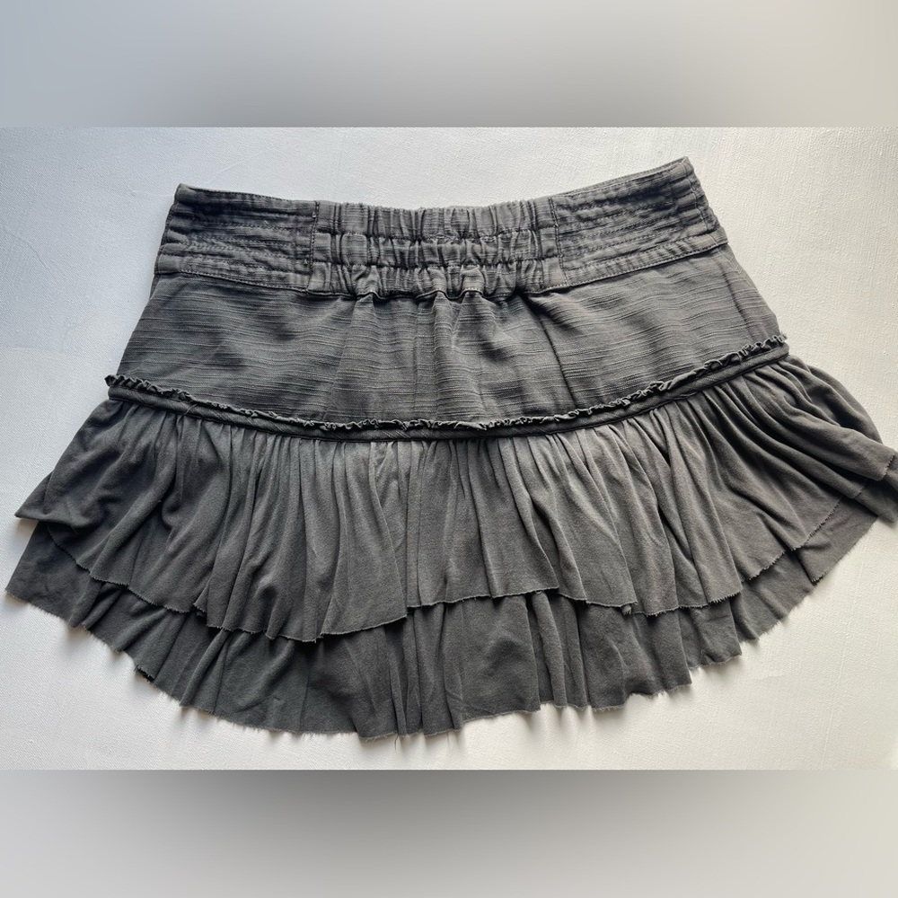Free People Frost Bite Mini Skirt Layerd Ruffle Womens Size 4 Gray
